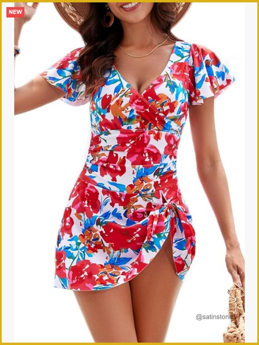 One Piece Swimdress Tummy Control Ruffle Swimsuit